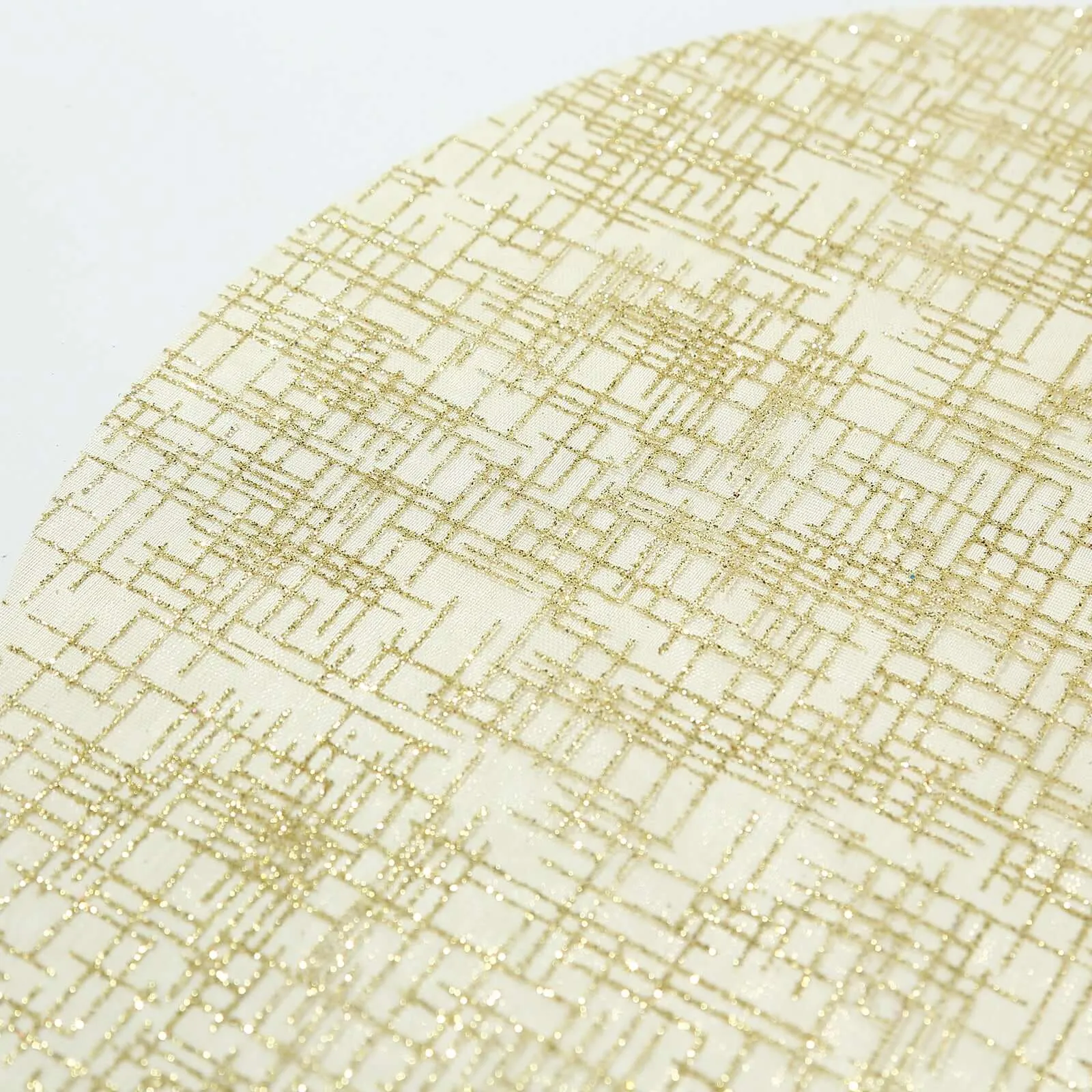 10 Pack Metallic Gold Glitter Mesh Round Placemats, 13" Polyester Dining Table Mats