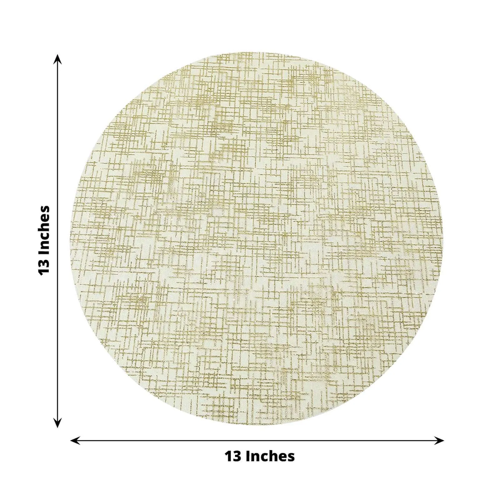 10 Pack Metallic Gold Glitter Mesh Round Placemats, 13" Polyester Dining Table Mats