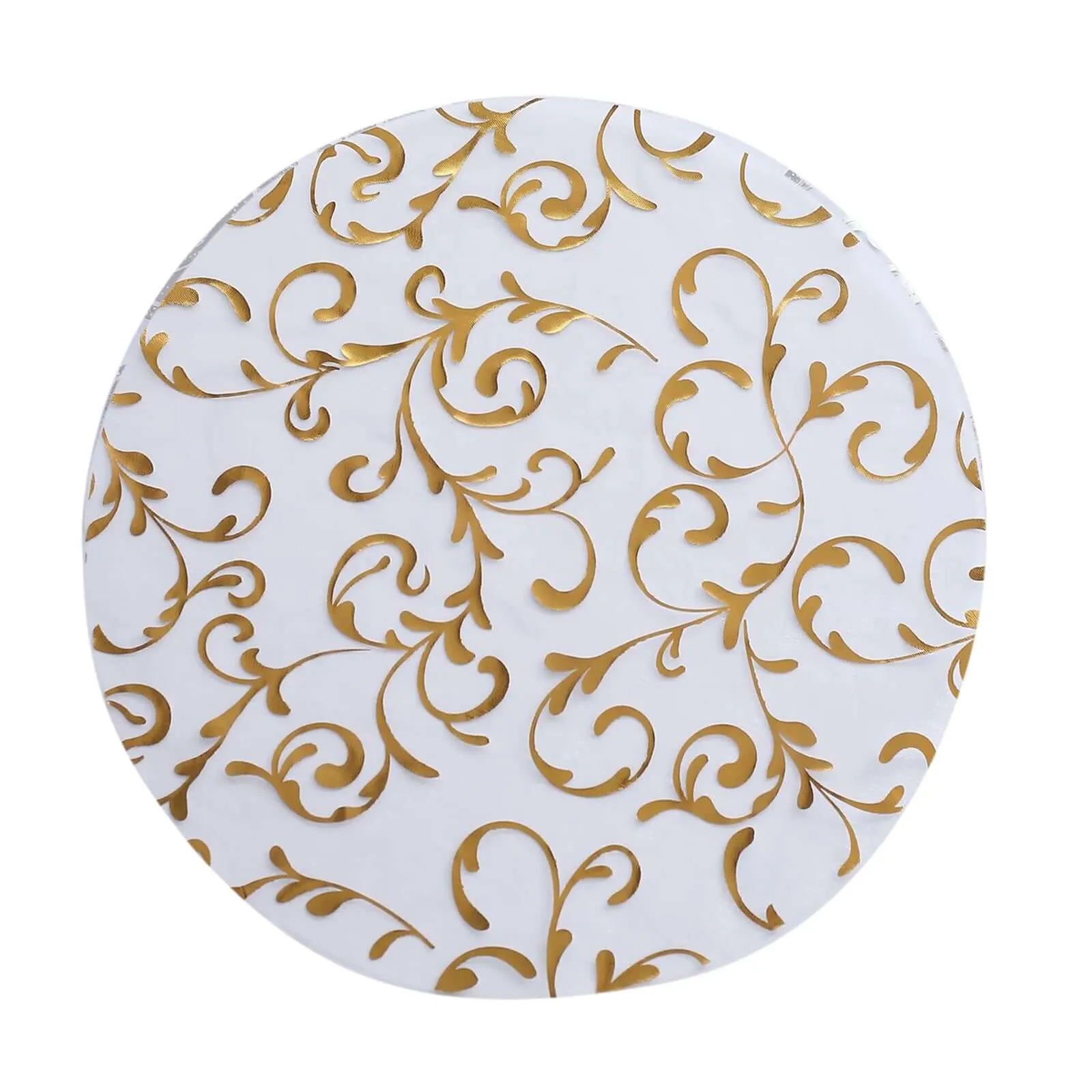 10 Pack Metallic Gold Sheer Organza Round Placemats with Embossed Foil Flower Design, 13" Disposable Dining Table Mats
