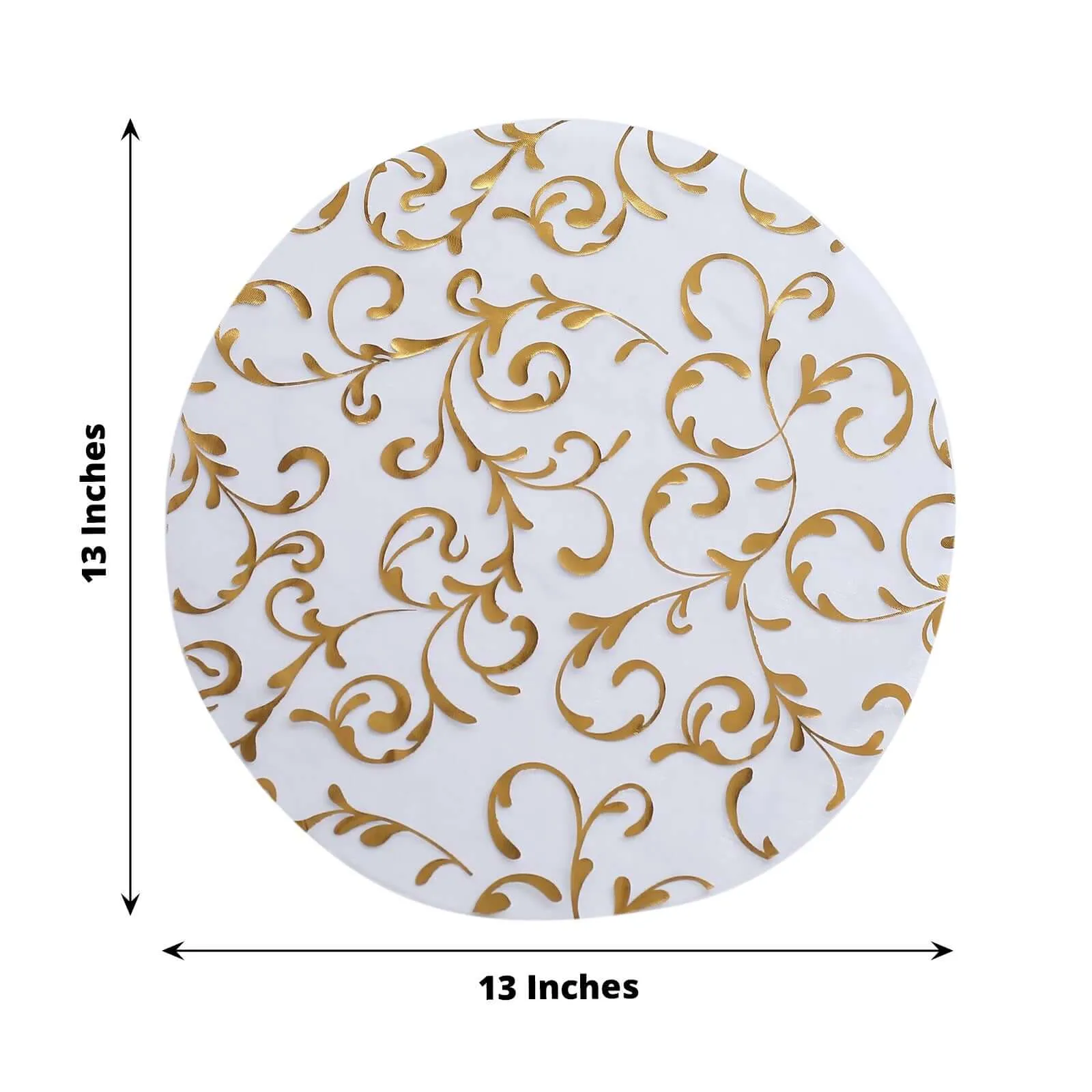 10 Pack Metallic Gold Sheer Organza Round Placemats with Embossed Foil Flower Design, 13" Disposable Dining Table Mats