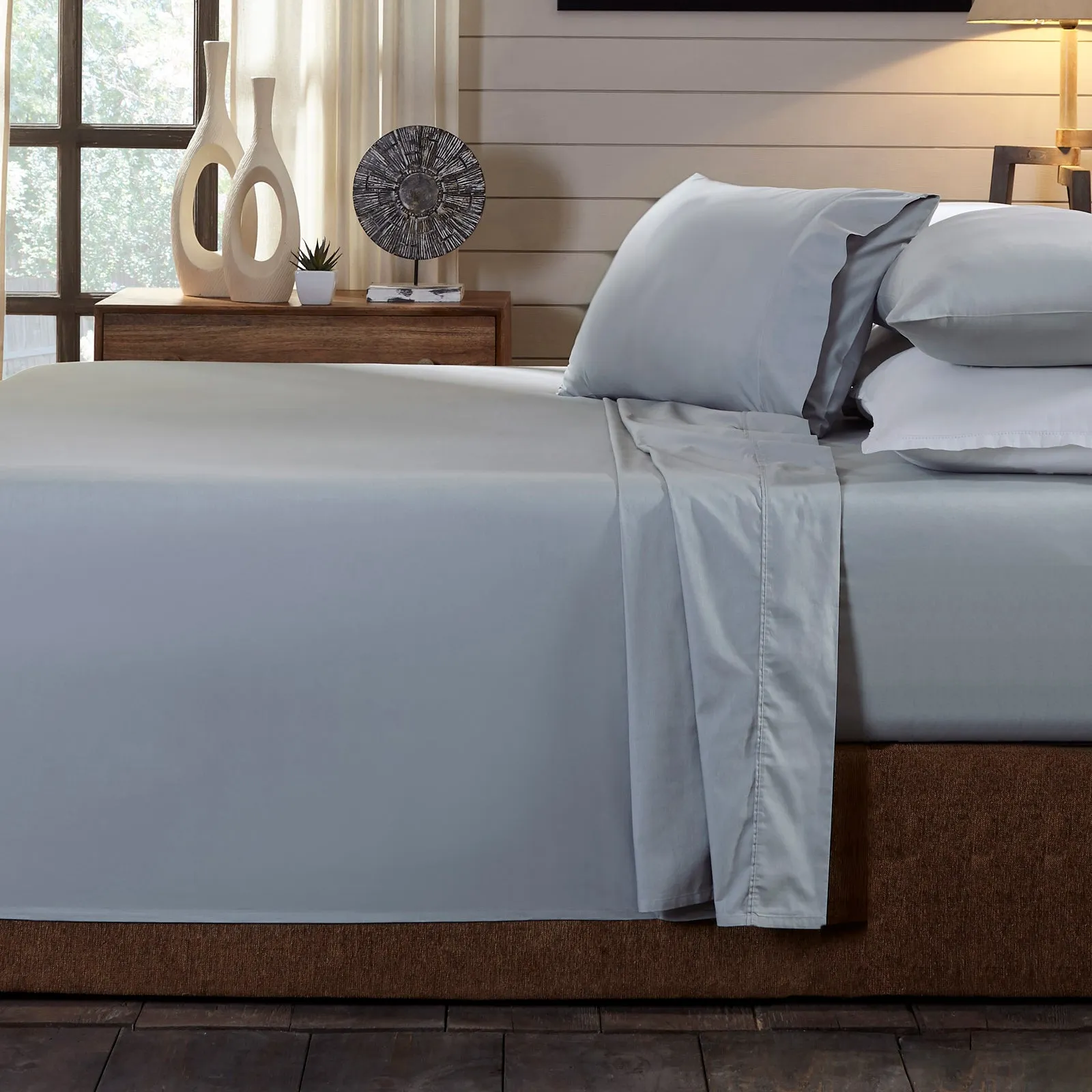 250TC Organic 100% Cotton Sheet Set | Luxury Hotel Style | 4 Piece | Double | Graphite