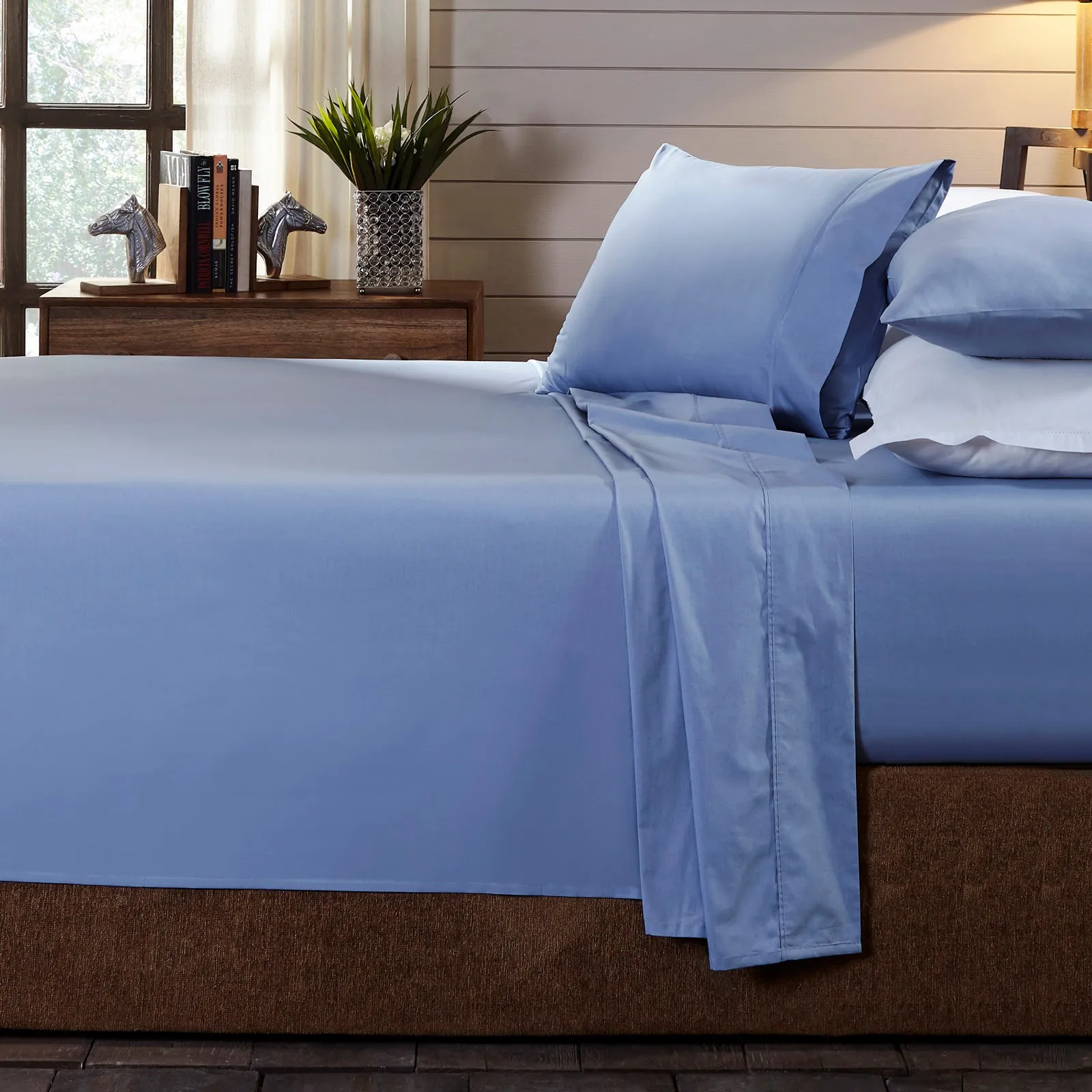 250TC Organic 100% Cotton Sheet Set | Luxury Hotel Style | 4 Piece | Double | Indigo