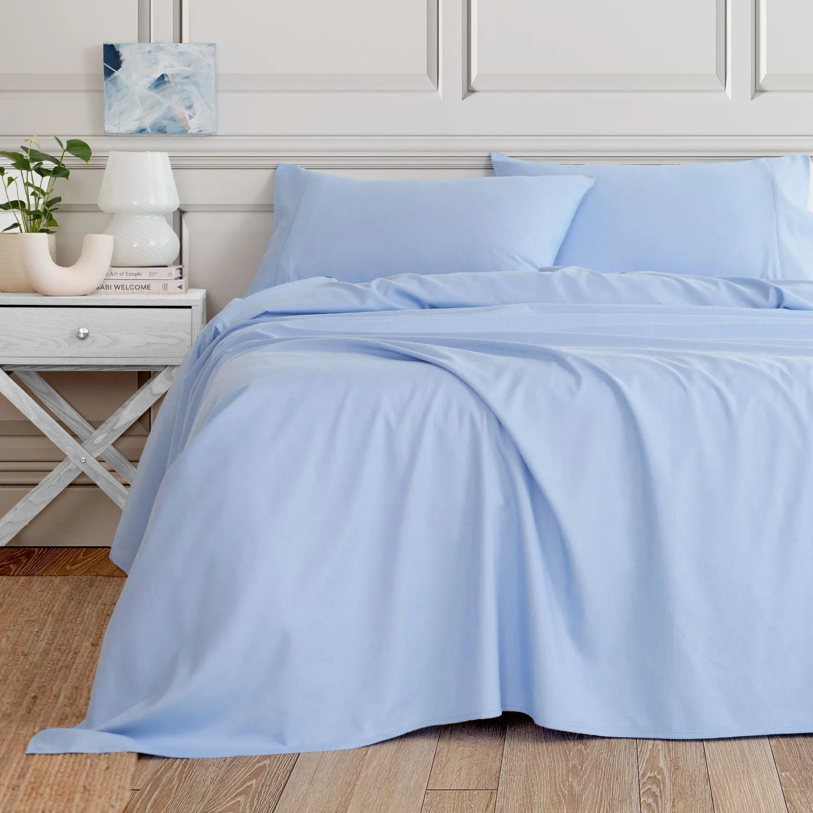 3000 Thread Count Bamboo Cooling Sheet Set | King Size | Light Blue