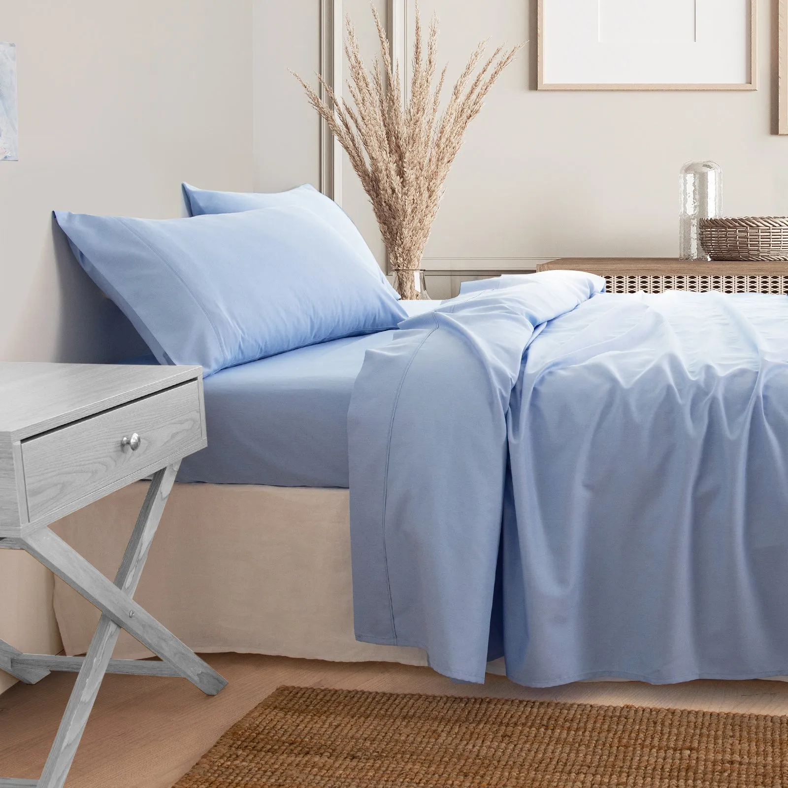3000 Thread Count Bamboo Cooling Sheet Set | King Size | Light Blue