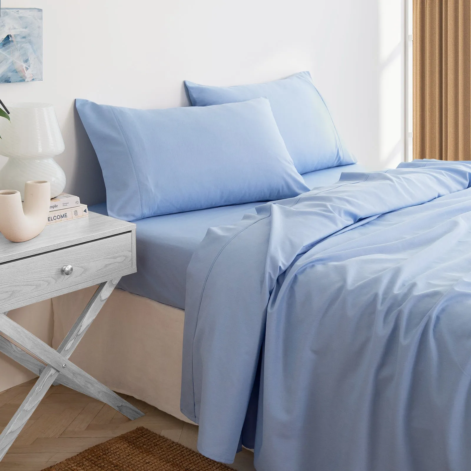 3000 Thread Count Bamboo Cooling Sheet Set | King Size | Light Blue