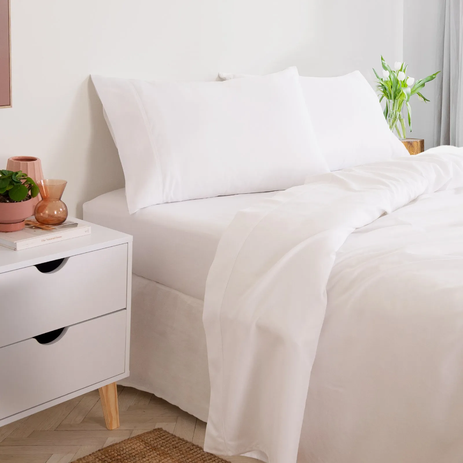 3000 Thread Count Bamboo Cooling Sheet Set | King Size | White