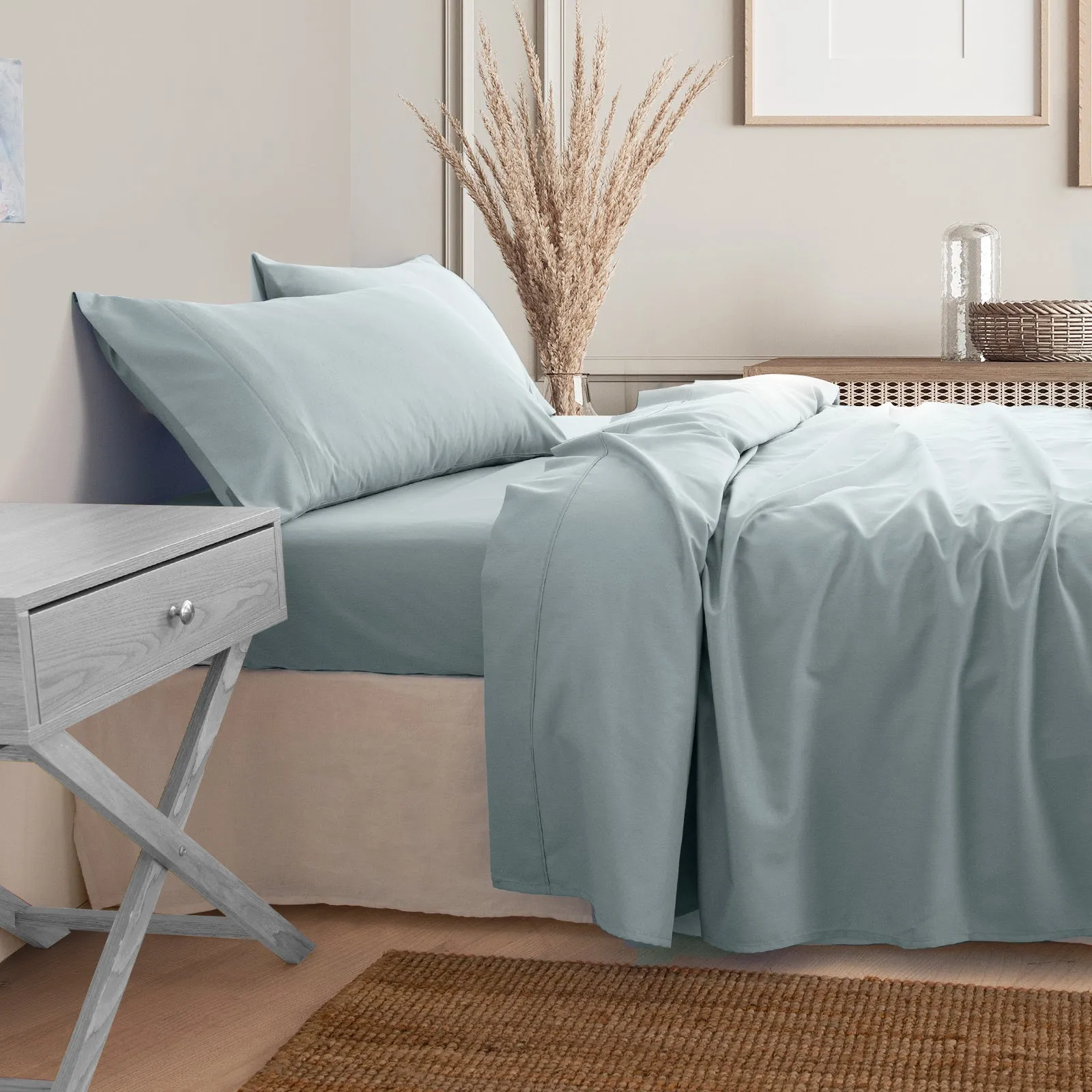 3000 Thread Count Bamboo Cooling Sheet Set | Queen | Aqua