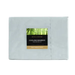 3000 Thread Count Bamboo Cooling Sheet Set | Queen | Aqua