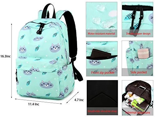 abshoo Cute Lightweight Unicorn Elementary Backpacks for Girls Kids Bookbag (Black)