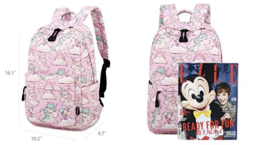 abshoo Cute Lightweight Unicorn Elementary Backpacks for Girls Kids Bookbag (Black)