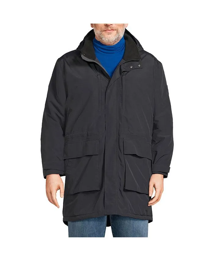 Big and Tall Squall Lands' End Men's Insulated Waterproof Winter Parka, Black