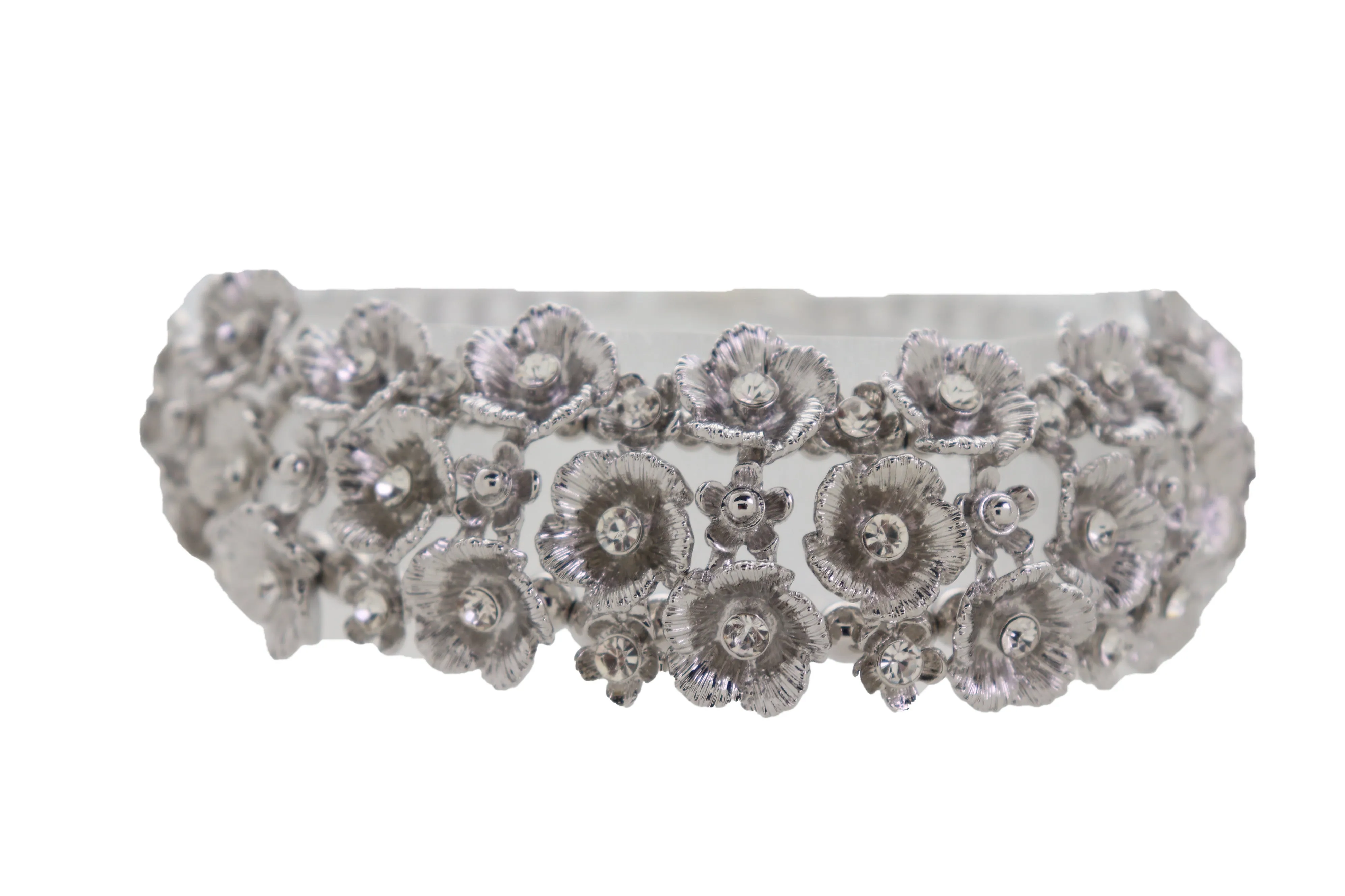 Bridal Wedding Flower Cluster Silver Metal Silver Boot Chain