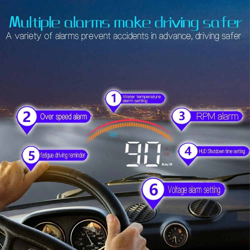 Car Obd2   Gps Head Up Display Speed & Temperature Alarm
