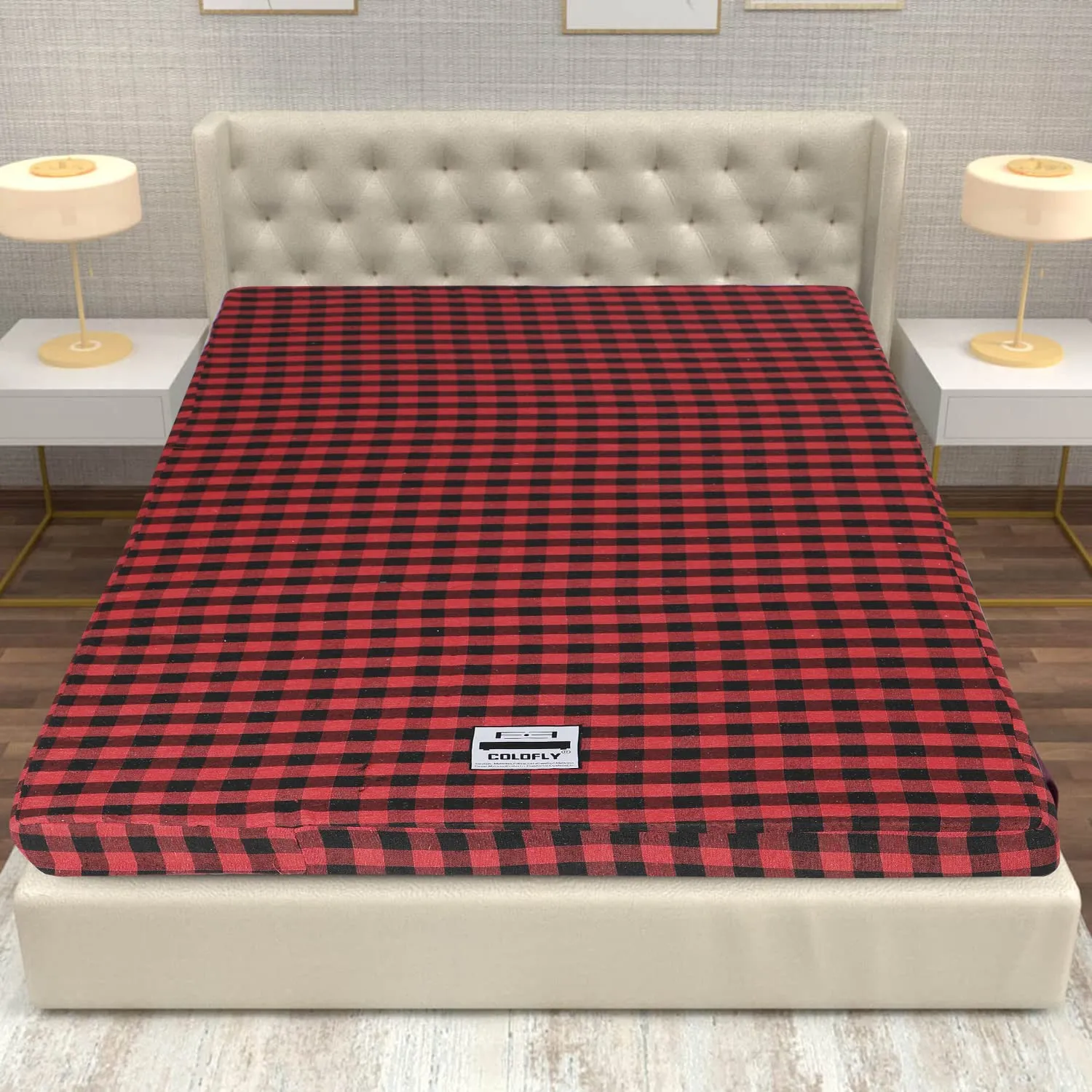COLOFLY 2 inch Soft PU Foam Mattress (Medium, Red & Black, 72X35X2)