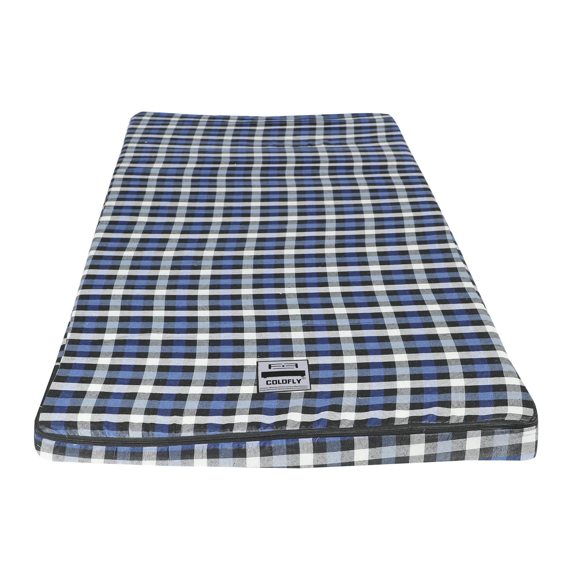 COLOFLY 72x35x2 Inch Pu Foam Single Bed Mattress, Blue & White