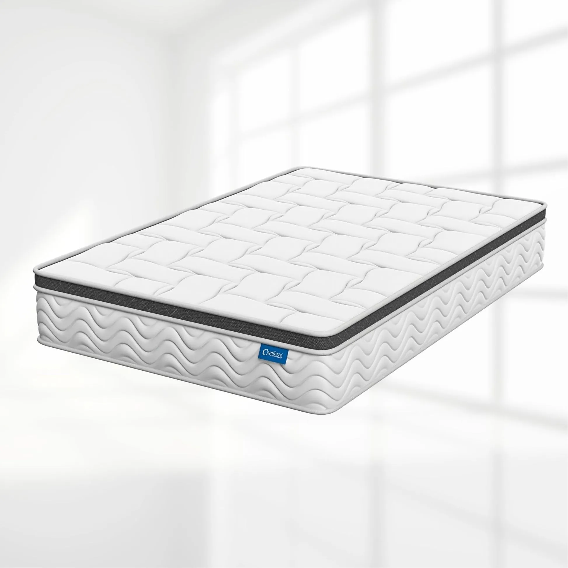 Comforto Luxe | Fusion Mattress | 100% Natural Latex Mattress with Firm Pocket Springs | Medium Hard Comfort | Eurotop Luxury Feel | Single Size Mattress | 78x36x8 Inches