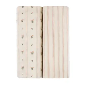 Crib Sheet Two Pack | Pink Linear Floral | Ely's & Co