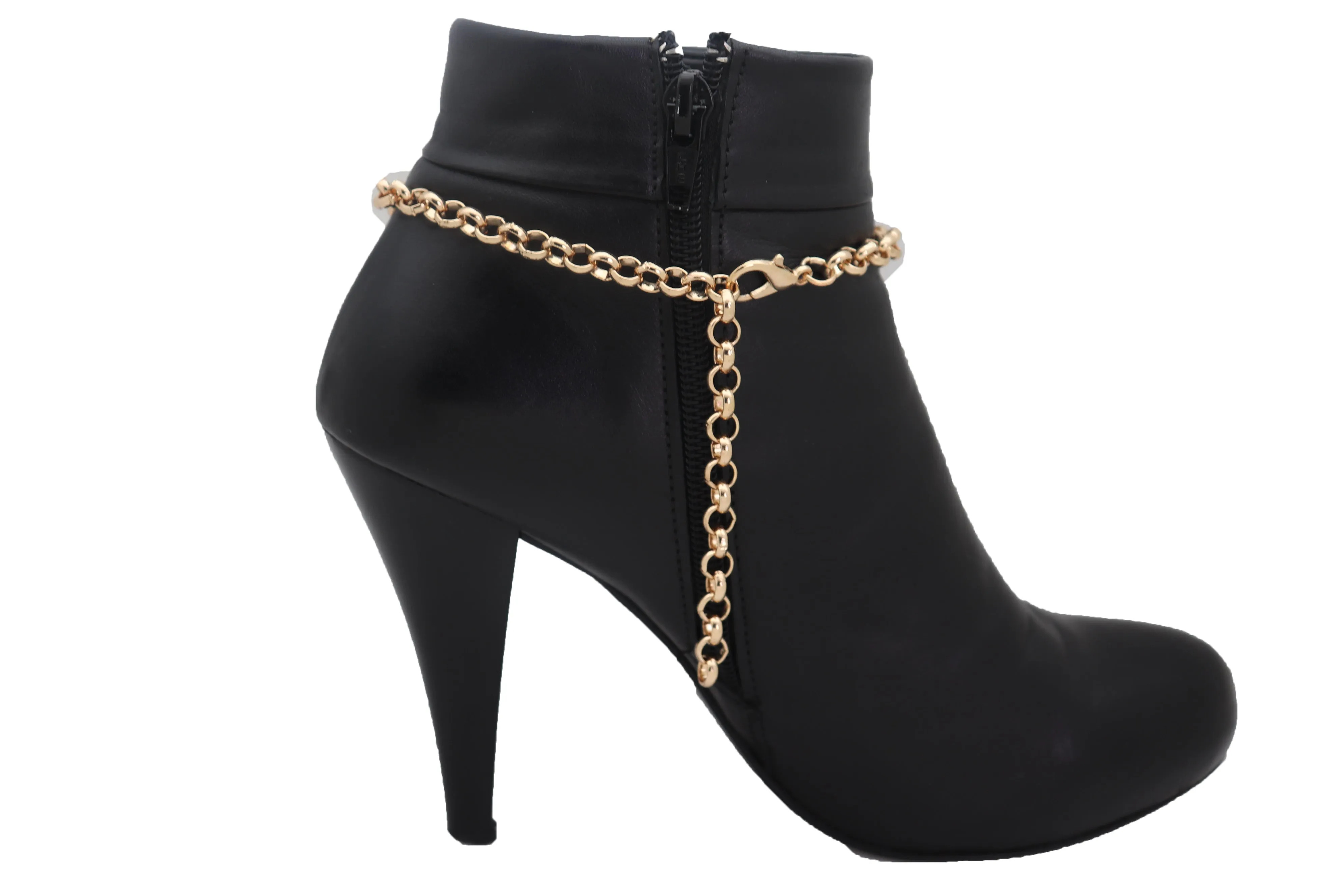 Gold Metal Chain Boot Bracelet Shoe Bow Tie Ribbon Charm