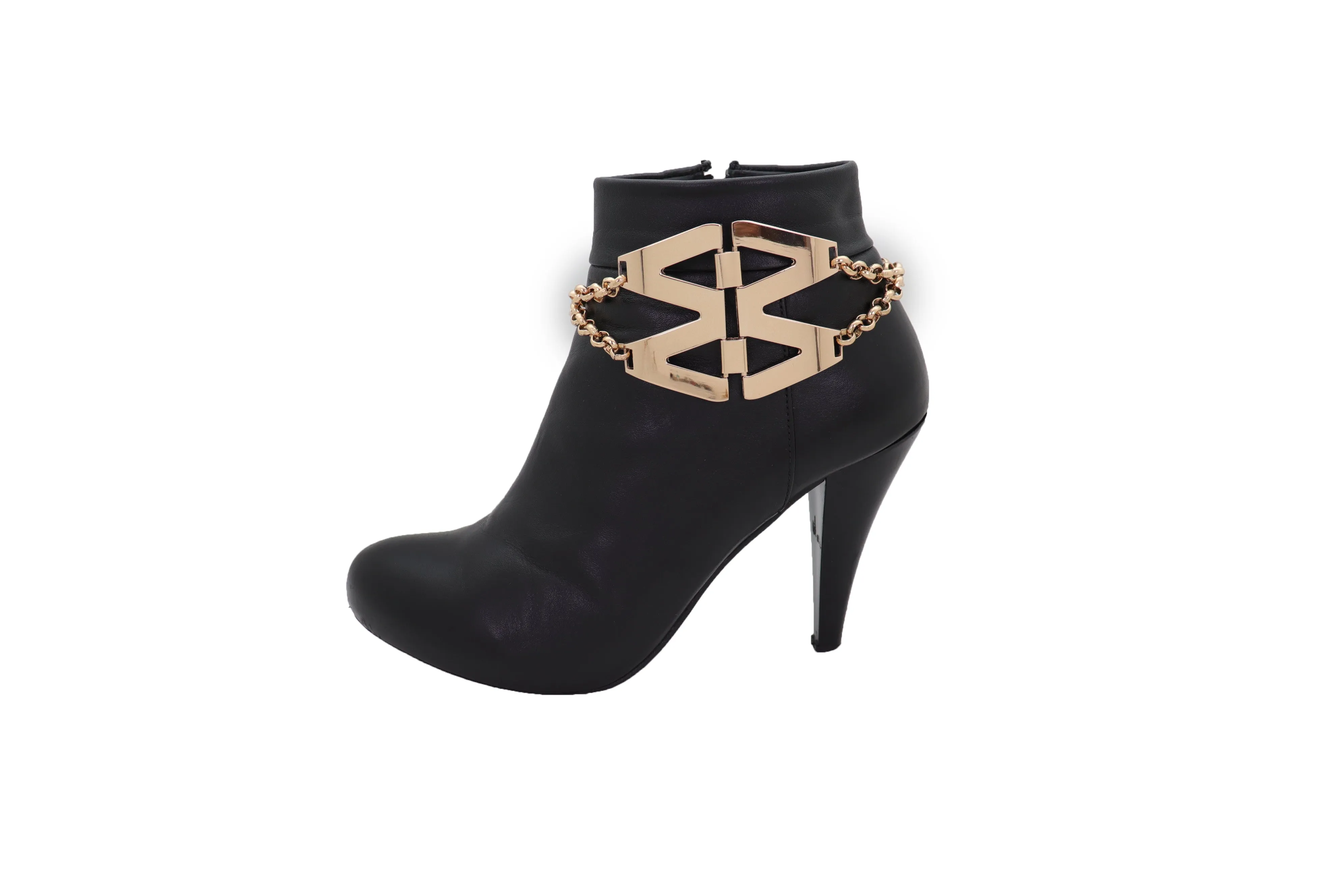 Gold Metal Chain Western Fashion Boot Bracelet Shoe Anklet M Wings Charm