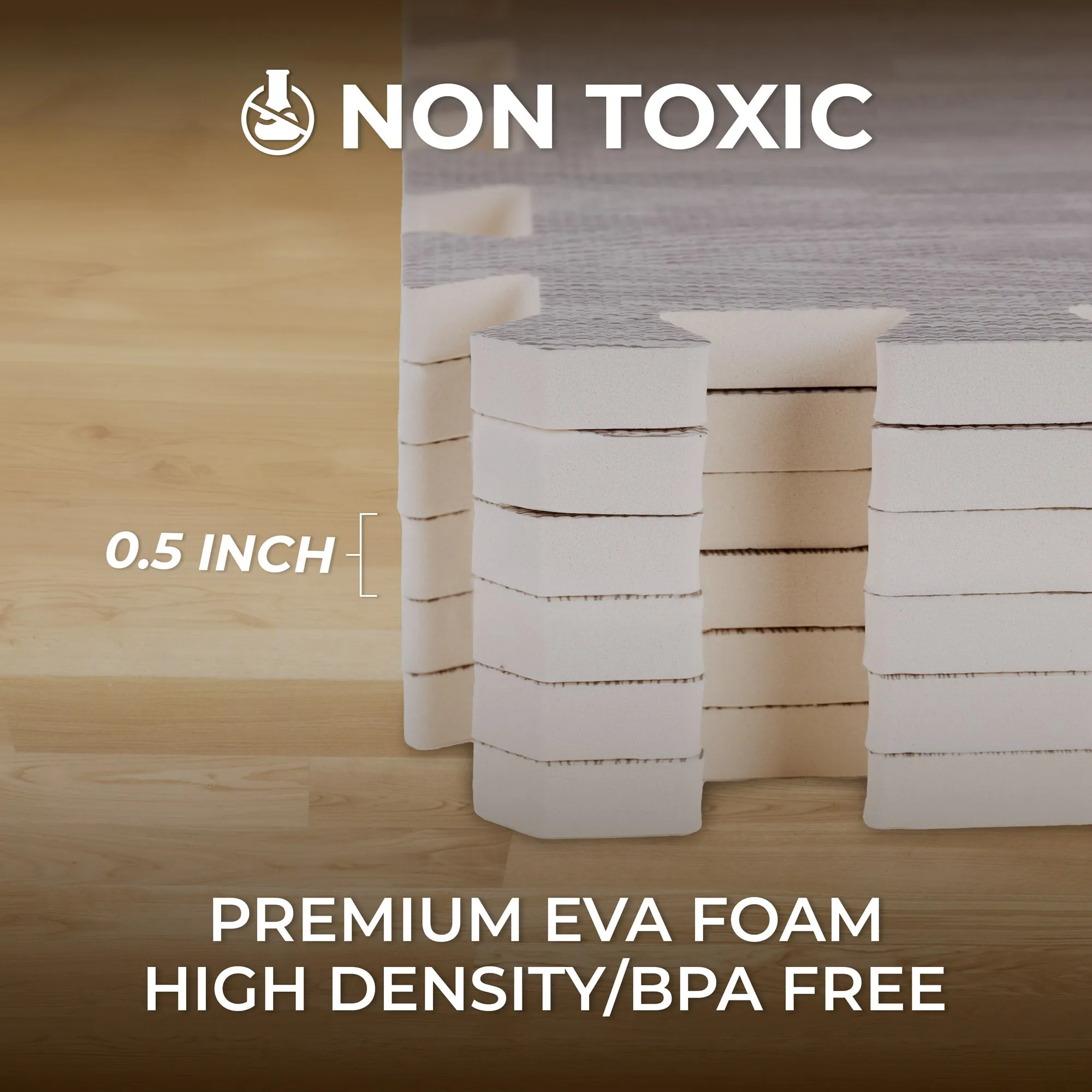 Grey Wood Heavy-Duty Interlocking Foam Mat