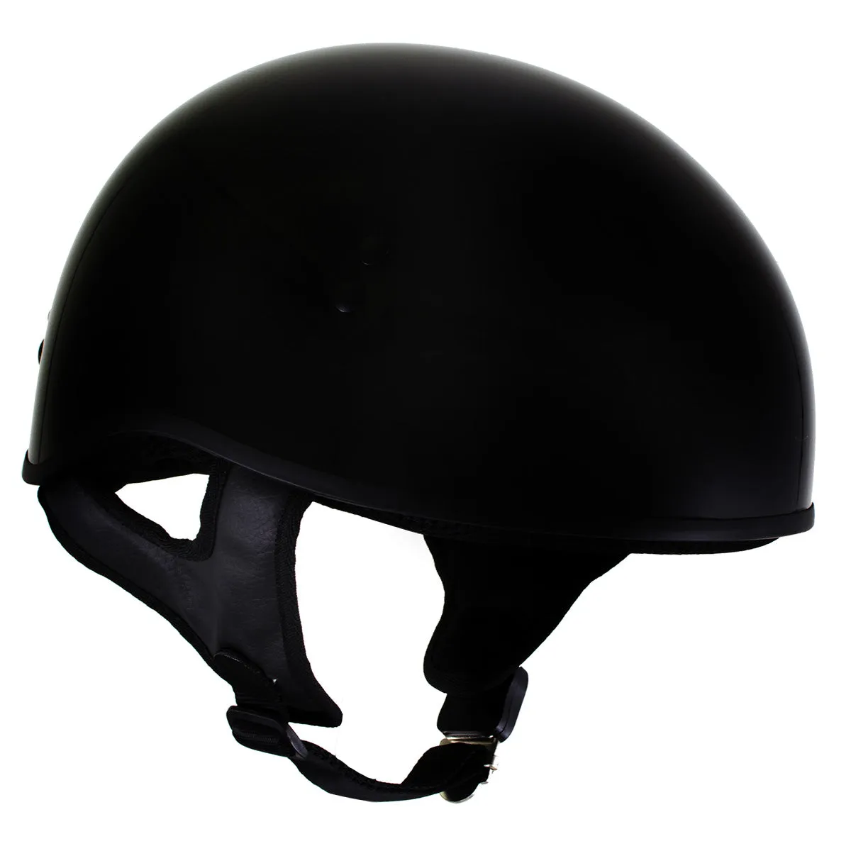 Hot Leathers HLT68 Gloss Black 'The O.G.' Advanced DOT Skull Cap Motorcycle Half Helmet for Men and Women Biker