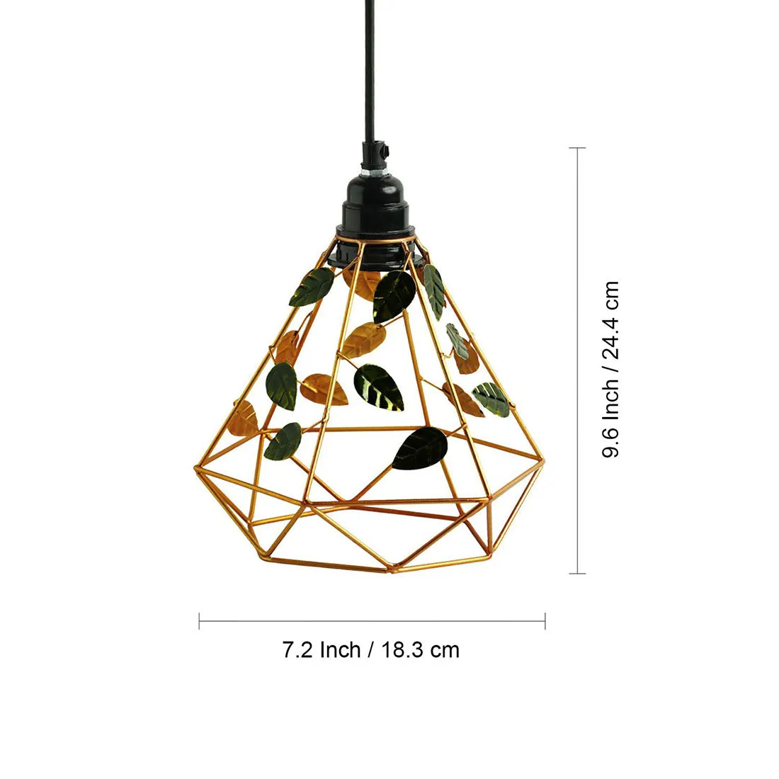 'Lush Foliage' Handcrafted Hanging Pendant Lamp Shade In Iron (9.6 Inch, Conical, Golden)