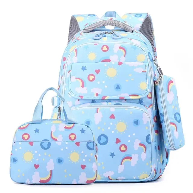 Magical Rainbow Waterproof School Bag Combo - Backpack, Lunch Bag & Pencil Case