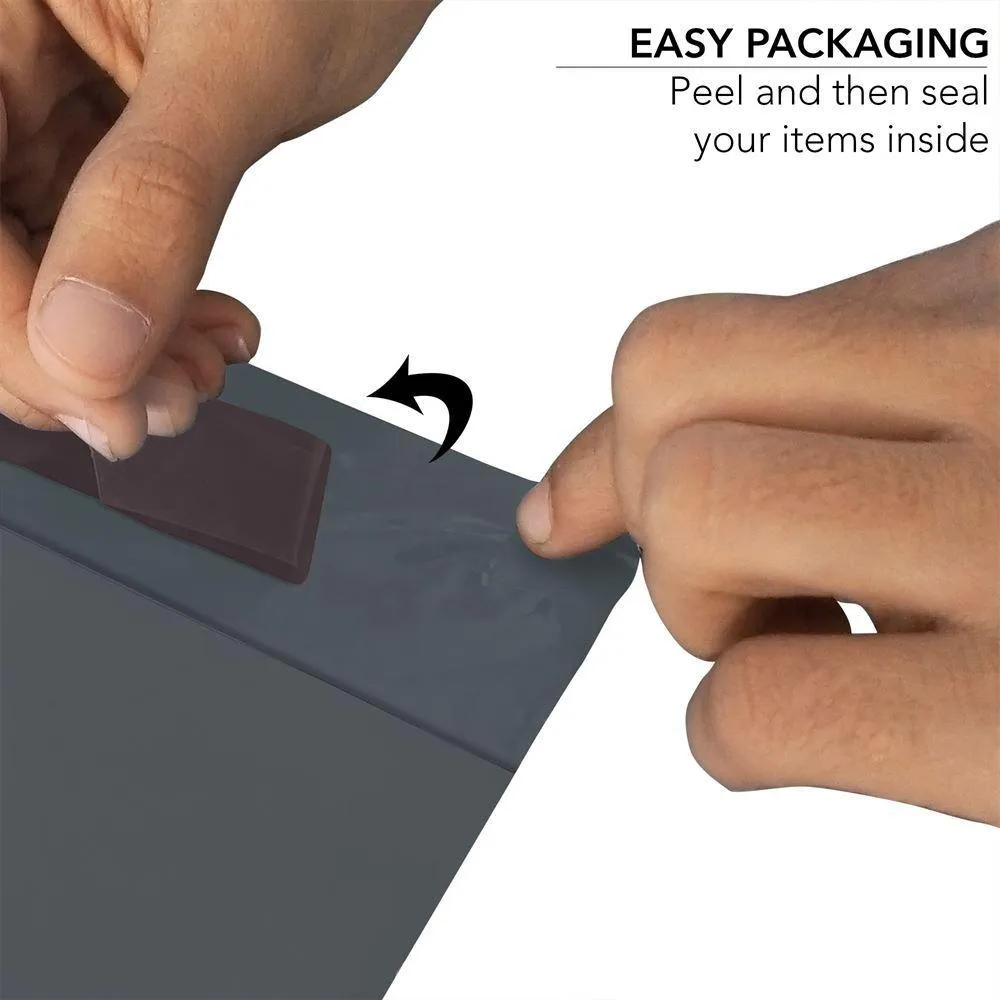 Mailing Bags, 6" x 9" (152mm to 229mm), Grey Plastic Poly Self Seal Bag
