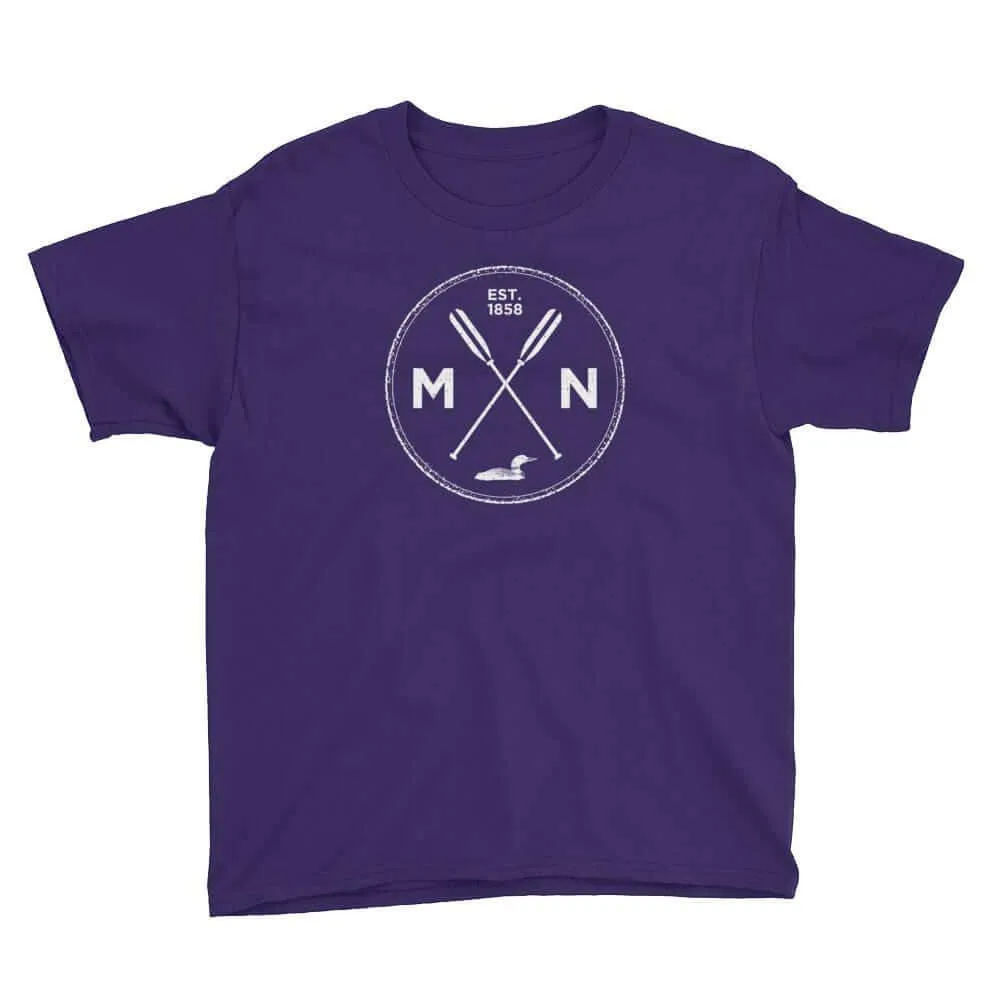Minnesota Seal: 1858, Loon, Oars Kids T-Shirt
