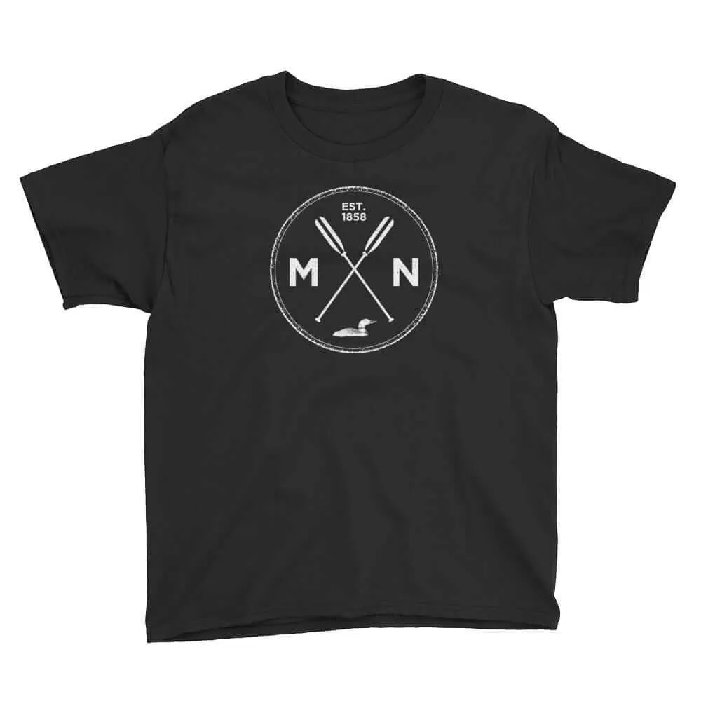 Minnesota Seal: 1858, Loon, Oars Kids T-Shirt