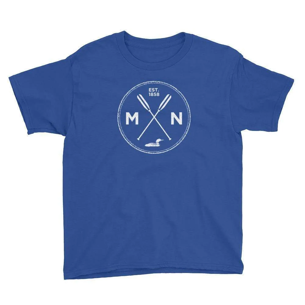 Minnesota Seal: 1858, Loon, Oars Kids T-Shirt