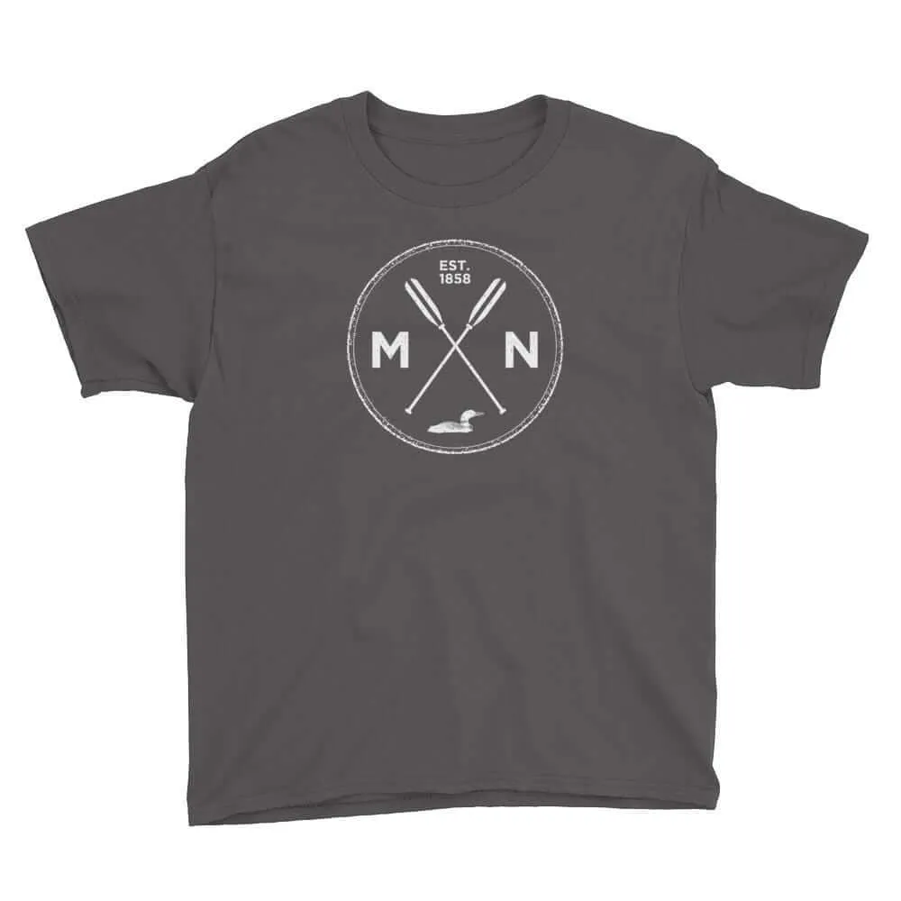 Minnesota Seal: 1858, Loon, Oars Kids T-Shirt