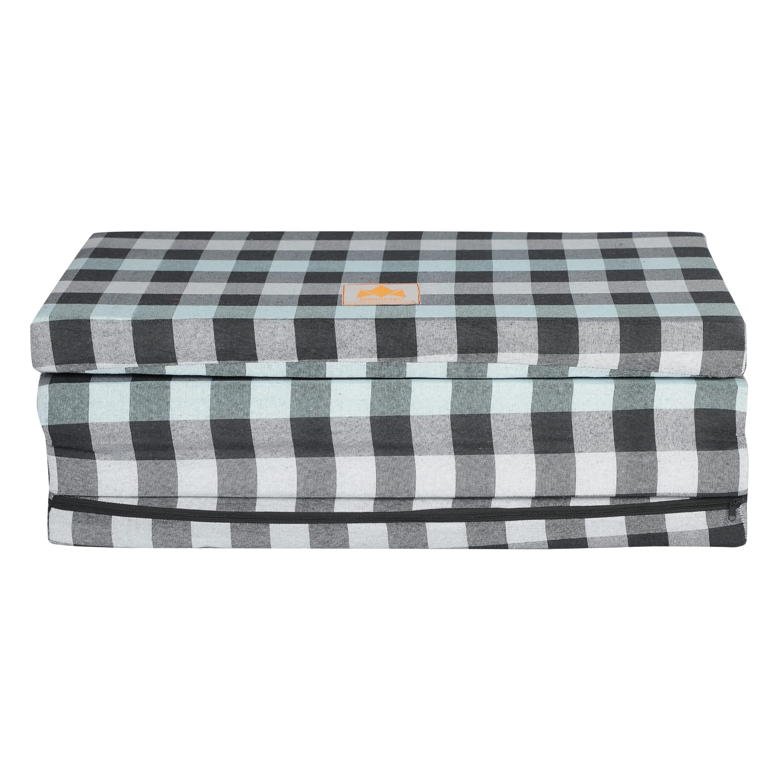 MOROFEEL 3 Inch Dual Comfort Reversible Foldable UHD Foam Single Bed Mattress 4 Fold Blue Multicolor