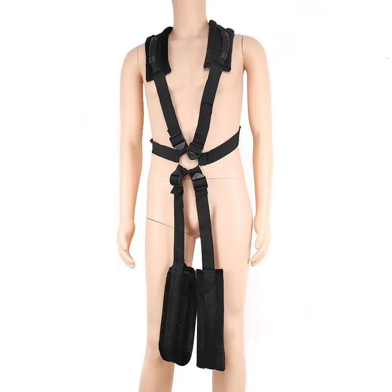New Men Sex Aided Swing Straps Adjustable BDSM Open Leg Auxiliary Swinging Bondage Sexual Intercourse Products For Couple (black)