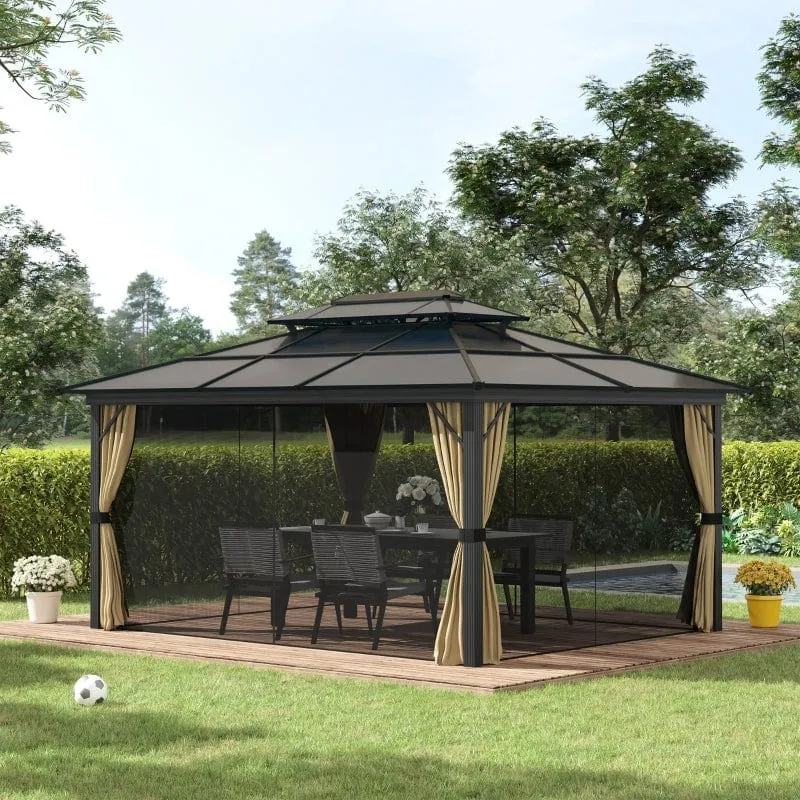 Outsunny 11x15 Hardtop Gazebo with Aluminum Frame, Polycarbonate Gazebo Canopy -  84C-268