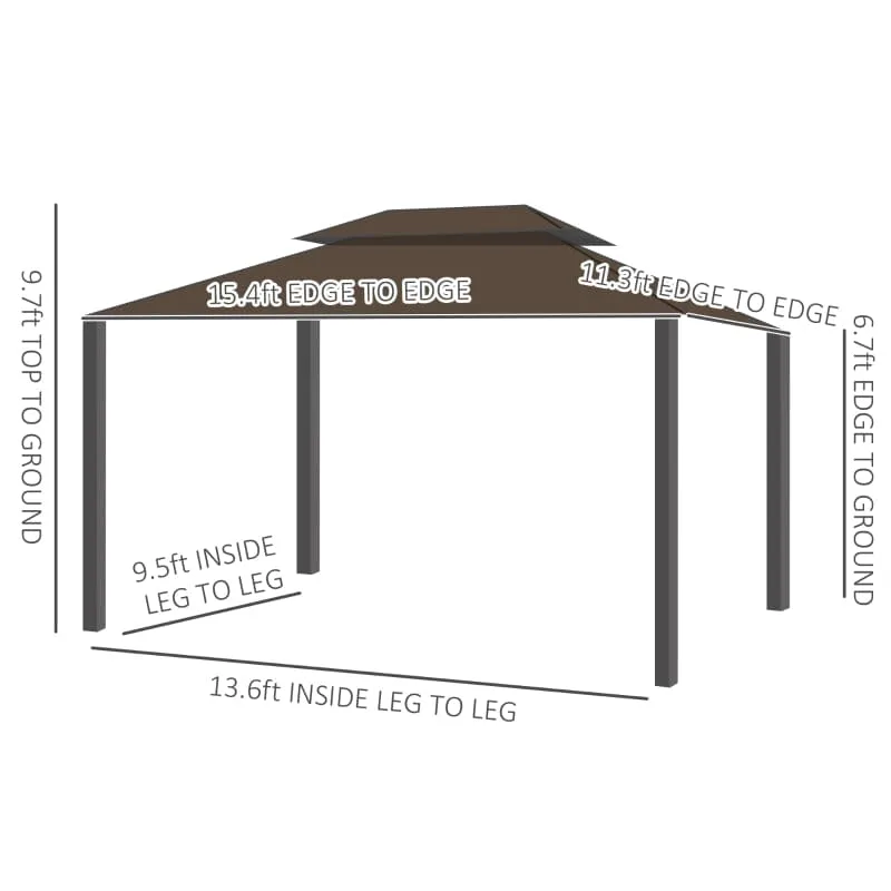 Outsunny 11x15 Hardtop Gazebo with Aluminum Frame, Polycarbonate Gazebo Canopy -  84C-268