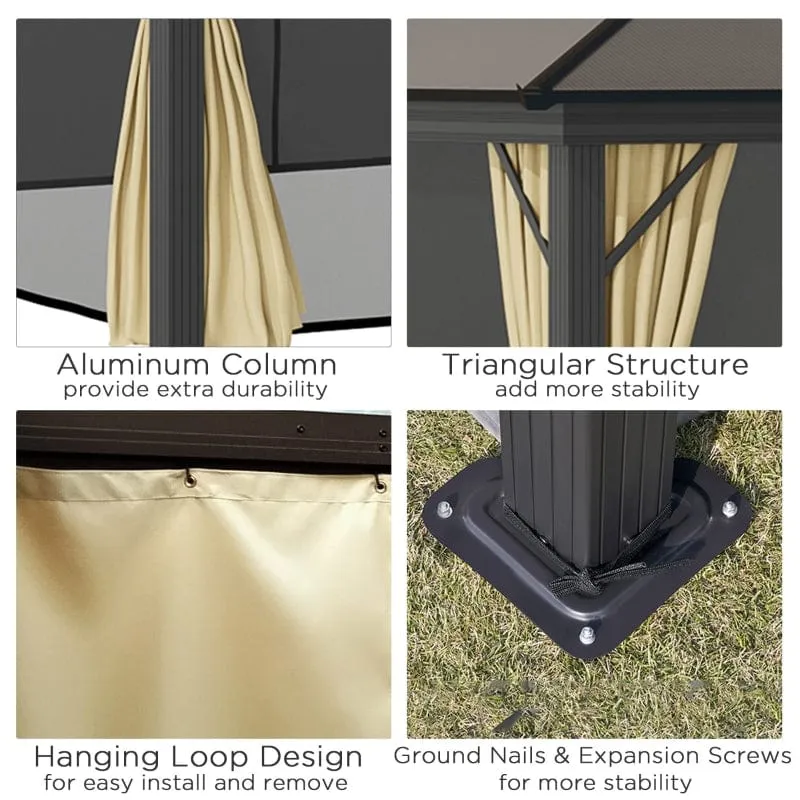 Outsunny 11x15 Hardtop Gazebo with Aluminum Frame, Polycarbonate Gazebo Canopy -  84C-268