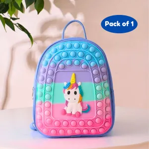 Pop It Backpack, Casual Backpack for Kids, Unicorn Backpack for Girls, Kids/Picnic/Party Bag (Pack of 1, Multicolor)