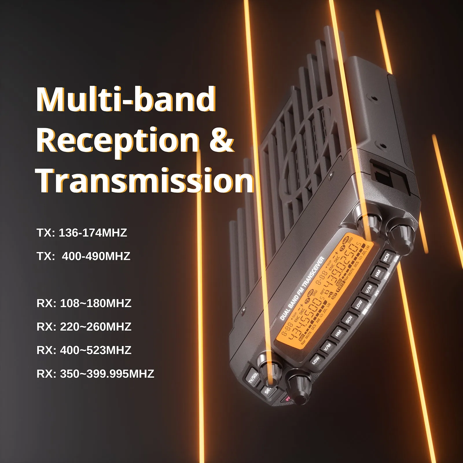 Radioddity DB50 Dual Band Mobile Radio | 50W | Large LCD Display | Multi-band Receiver  | 758 Channel |  Chirp Programmable