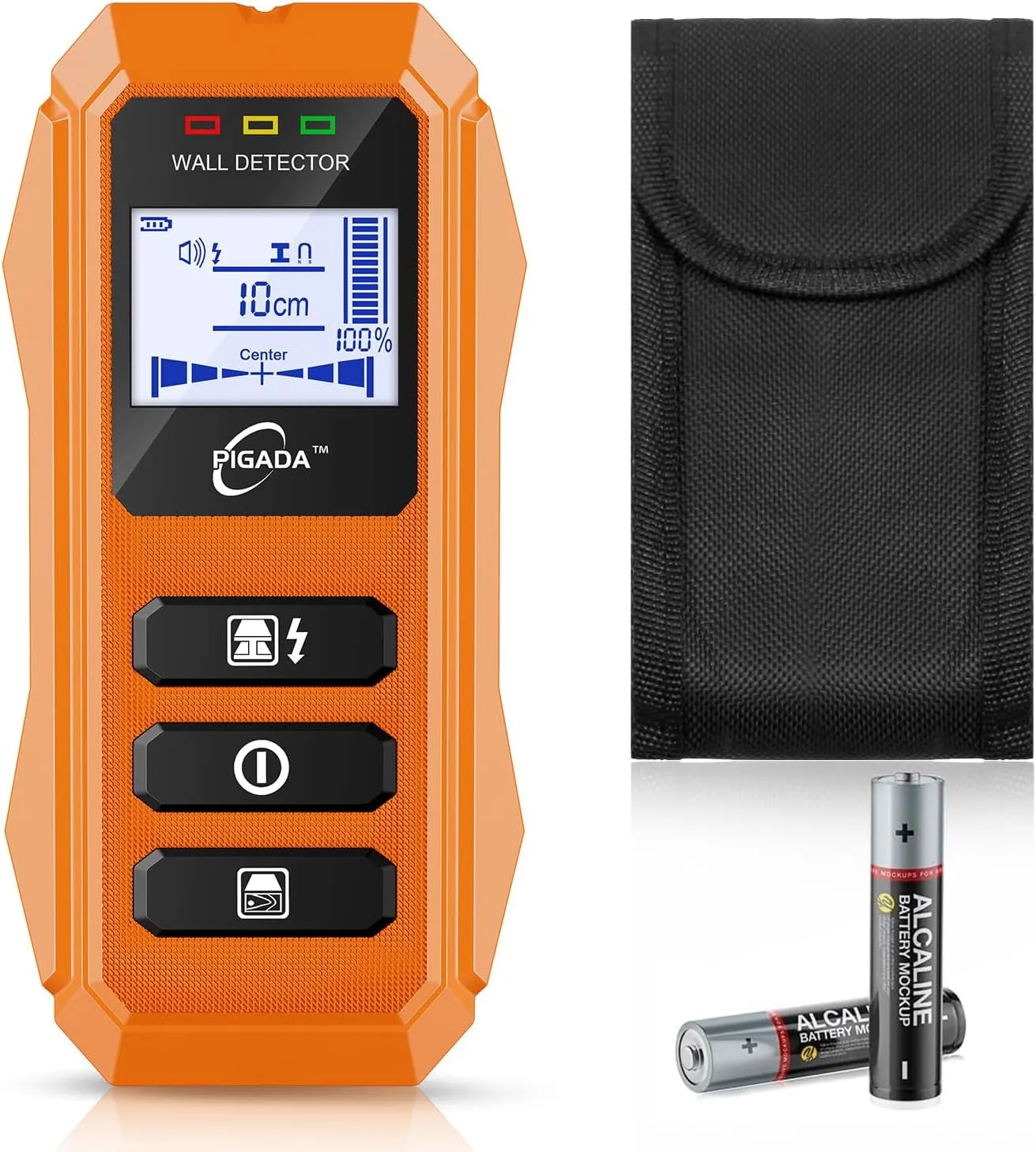 Stud Finder up to 4.7Inch Contain Protecting Pouch,Wall Scanner 6 in 1 Beam Finders with Intelligent Microprocessor Chip, Audio Alarm and HD LCD Display for Wood AC Wire Metal Studs Joist Pipe in Wall