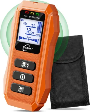 Stud Finder up to 4.7Inch Contain Protecting Pouch,Wall Scanner 6 in 1 Beam Finders with Intelligent Microprocessor Chip, Audio Alarm and HD LCD Display for Wood AC Wire Metal Studs Joist Pipe in Wall
