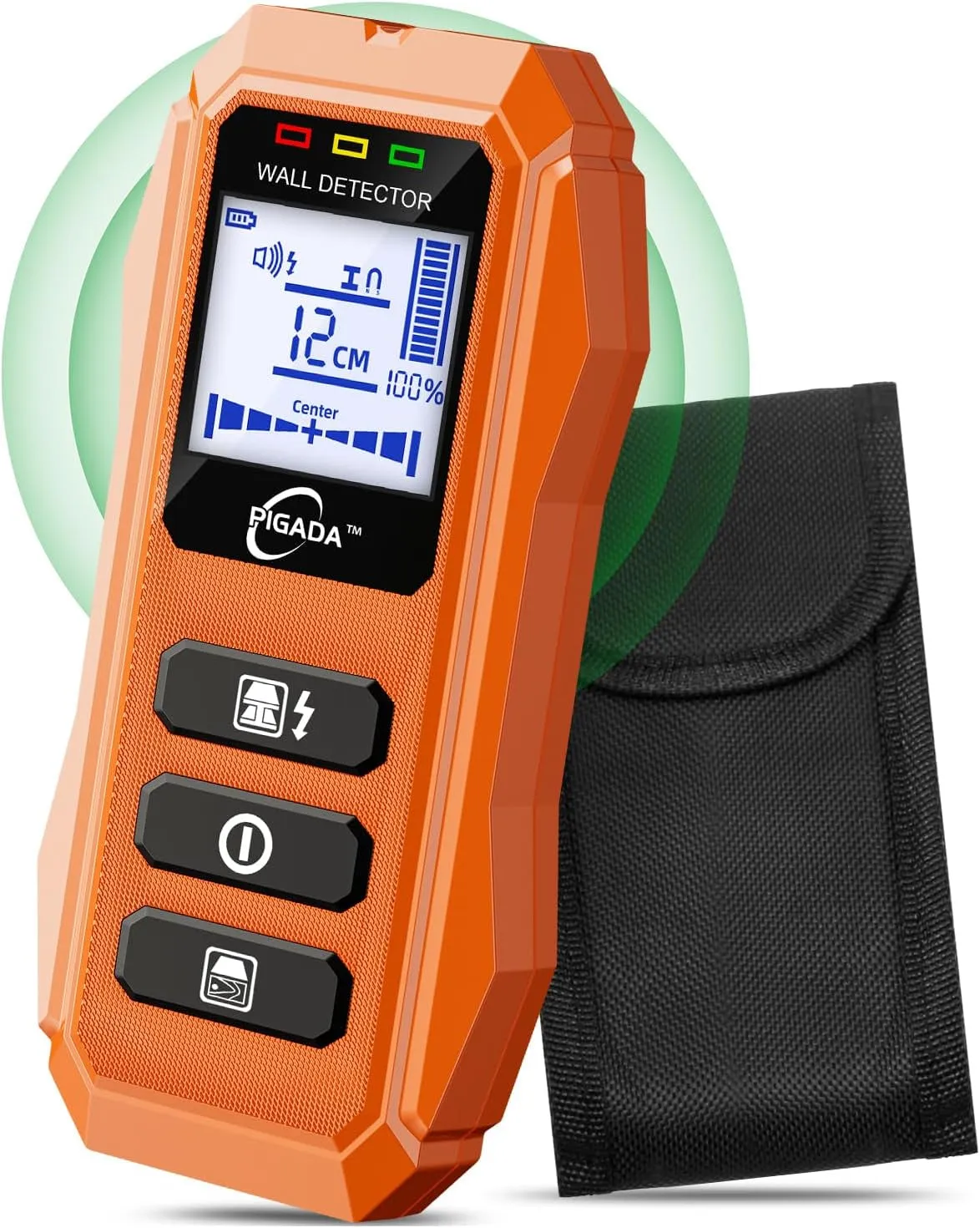 Stud Finder up to 4.7Inch Contain Protecting Pouch,Wall Scanner 6 in 1 Beam Finders with Intelligent Microprocessor Chip, Audio Alarm and HD LCD Display for Wood AC Wire Metal Studs Joist Pipe in Wall