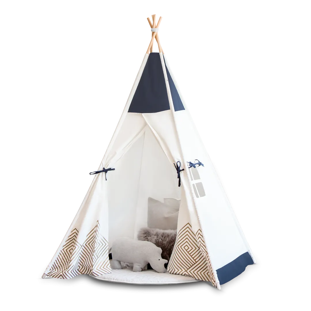 Teepee Tent - Gold Cloud (Navy Blue)