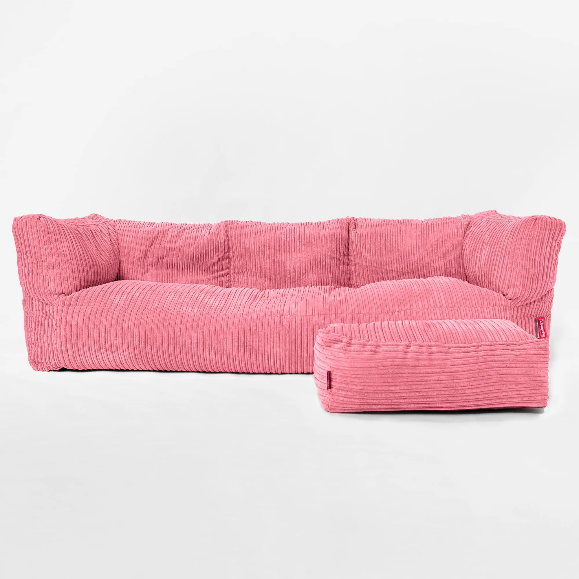 The 3 Seater Albert Sofa Bean Bag - Cord Coral Pink
