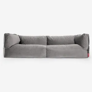 The 3 Seater Albert Sofa Bean Bag - Velvet Silver