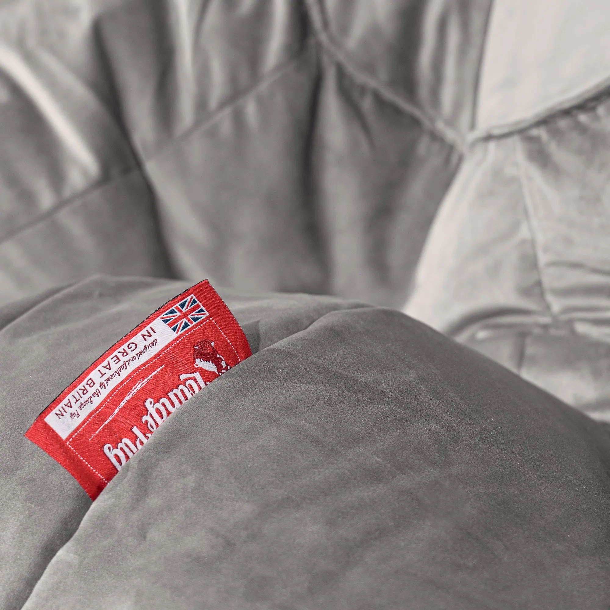The 3 Seater Albert Sofa Bean Bag - Velvet Silver