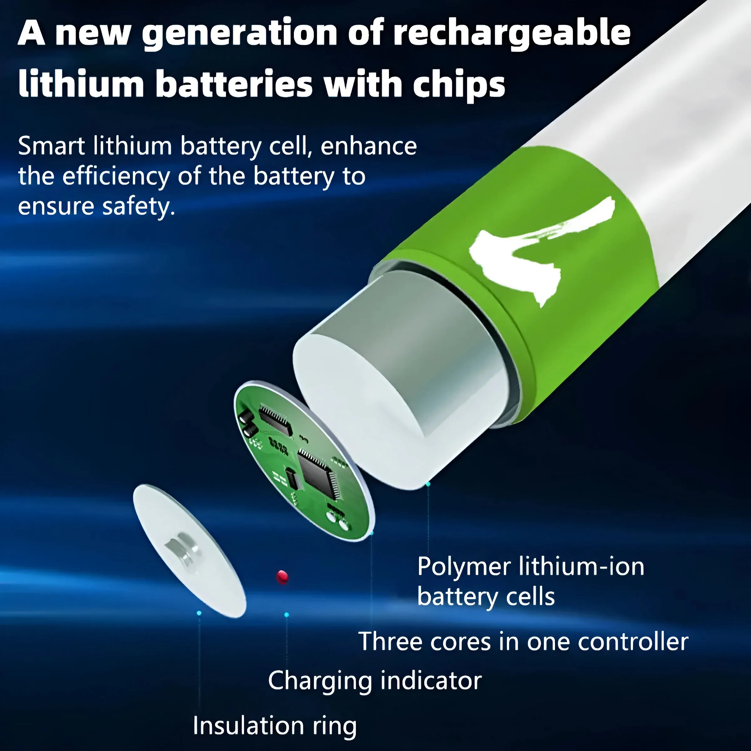 USB Rechargeable AA 1.5V 2600mAh Lithium Batteries (4pcs) for Remote Controls, Toys   Cable